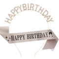 Glitzerndes Happy Birthday Diadem und Schärpe Set für Geburtstagsfeiern und Party Deko - Gold