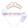 Detail-Ansicht des 30. Geburtstag-Sets mit Roségold-Strass-Krone und Satin-Schärpe - Tiara Und Schärpe Zum 30. Geburtstag (Roségold)