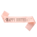 Fascia di compleanno in raso rosa con scritta Happy Birthday in metallo oro rosa - Taglia unica / Champagne Happy Birthday