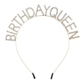 Sparkling crystal Birthday Queen headband with rhinestones on a thin metal frame - Gold