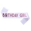 Fascia di compleanno in raso bianco Birthday Girl con scritta in oro rosa per feste - Taglia unica / Rosa
