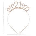 Rose gold 21st birthday crown headband with white rhinestones and size dimensions - fg086 Rose Gold Headband