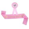 Pink Mummy to Be sash and Daddy to Be rosette badge set for baby shower parties - Mummy To Be Pink Sash And Badge