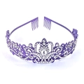 Elegant purple alloy bridal tiara with sparkling white rhinestones and water drop gem - Purple with White Rhinestone