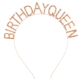 Elegant rose gold Birthday Queen headband with shimmering champagne crystals - Rose Gold with Champagne Rhinestones