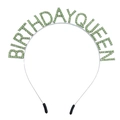 Serre-tête Birthday Queen argenté avec strass verts pour décoration d'anniversaire - Vert clair