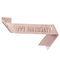 Banda rosa brillante Happy Birthday con letras en oro rosa y motivos de copas de gala - Talla única / Oro rosa