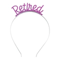 Cerchietto in argento con scritta Retired in strass rosa per festa di pensionamento - Viola