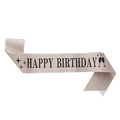 Rose gold glitter Happy Birthday sash with elegant black lettering for party decor - One Size / Gold with Black Lettering