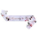 Écharpe Mommy to Be florale en satin blanc avec lettrage doré pour fête prénatale - Style Or Rose (Rose Gold Mommy to be)