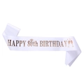 Écharpe d'anniversaire 80 ans en satin blanc avec lettrage Happy 80th Birthday rose doré - Taille unique / 80