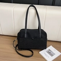 Elegante zwarte hobo tas met strassteentjes, handvat en verstelbare schouderriem - Zwart