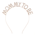 Diadema Mommy To Be en oro rosa con pedrería de cristal para fiesta baby shower - Diadema Mommy To Be
