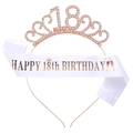 Roségoldene Krone zum 18. Geburtstag und weiße Happy Birthday Schärpe im Set - Tiara Und Schärpe Zum 18. Geburtstag (Roségold)
