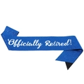 Blue glitter sash with white Officially Retired text for women retirement parties - One Size / Sapphire Blue