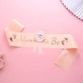 Pink Mummy to Be sash and Daddy to Be badge set with gold footprints for baby shower - Mummy To Be Champagne Sash And Badge