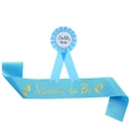 Blue Baby Shower set including Mummy to Be sash and Daddy to Be tinplate badge - Mummy To Be Lake Blue Sash And Badge