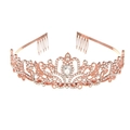 Elegant rose gold crystal crown headband with intricate rhinestone scrollwork design - Rose Gold Crown