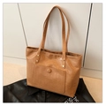 Retro bruine grote shopper met krokodillenpatroon en handig voorvak voor dames - Geelbruin