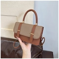 Sac à main marron en cuir tissé avec poignée et bandoulière amovible - Marron