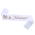 Écharpe d'anniversaire 50 & Fabulous en satin blanc avec texte doré rose élégant - 50 & Fabulous Impression Or Rose (Blanc)