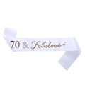 Écharpe d'anniversaire satinée blanc et or rose 70 & Fabulous pour fête des 70 ans - 70 & Fabulous Impression Or Rose (Blanc)