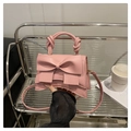 Bolso rosa con lazo y asa anudada con correa de cuero para mujeres elegantes - Rosa