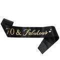 Écharpe d'anniversaire 70 & Fabulous en satin noir avec lettrage doré métallisé chic - 70 & Fabulous Impression Noir Or