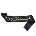 Écharpe d'anniversaire 30 & Fabulous en satin noir avec marquage à l'or et cœur - 30 & Fabulous Impression Noir Or