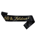Écharpe d'anniversaire noire avec lettrage doré '60 & Fabulous' pour fête de 60 ans - 60 & Fabulous Impression Noir Or