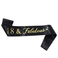Écharpe d'anniversaire en satin noir avec texte doré 18 & Fabulous pour fête de 18 ans - 18 & Fabulous Impression Noir Or