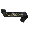 Écharpe d'anniversaire 40 & Fabulous en satin noir élégant avec lettrage doré et cœur - 40 & Fabulous Impression Noir Or
