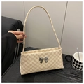 Bolso beige de hombro con estampado M y lazo plateado para estilo de invierno - M Beige