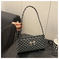 Bolso de hombro vintage gris oscuro con lazo plateado y estampado de letras M - Rick Morty McDonald Negro