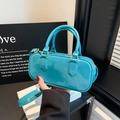 Modern cyan PVC jelly handbag with glossy finish and adjustable shoulder strap - Blue