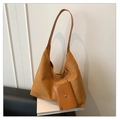 Große braune Shopper-Tasche aus Wildlederimitat mit passender kleiner Innentasche - Braun