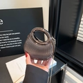 Chic gunmetal acrylic crescent bag with round handle and elegant gold chain strap - Coffee