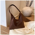 Borsa tote marrone scuro con stampa leopardata in finta pelle scamosciata e tracolla larga - caffè