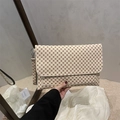 Vintage patterned handbag with red circle motif and matching wristlet strap for daily use - Monogram Khaki