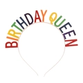 Diadema Birthday Queen arcoíris con letras metálicas de colores para fiesta real - Letras de Arcoíris (FG098 BIRTHDAY QUEEN)