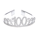 Corona d'argento per il 100° compleanno con cristalli e pettini per capelli - Argento