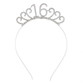 Élégant diadème du 16e anniversaire en argent avec strass et motif de cœur décoratif - Argenté