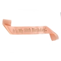 Écharpe en satin or rose avec texte It's My 80th Birthday doré pour fête d'anniversaire - Taille unique / Style 80ème Anniversaire (JD004)