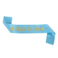 Écharpe en satin bleu Mom To Be avec lettrage doré et détails de cœurs pour baby shower - Taille unique / Bleu lac