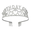 Détail de la couronne Birthday Girl argentée avec strass et peignes latéraux - Argenté