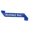 Fascia di compleanno blu in raso Birthday Boy con stelle per feste di compleanno - Stile Stella Blu Bianca