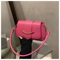 Fuchsia faux crocodile leather crossbody bag with elegant crescent golden buckle detail - Pink