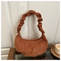 Bolso de media luna en gamuza marrón con asa plisada para un estilo casual chic - Marrón
