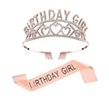 Set corona di compleanno in oro rosa e fascia rosa per ragazza in festa - Oro Rosa con Stampa Dorata
