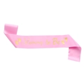 Écharpe Mommy to Be en satin rose avec texte doré et empreintes pour baby shower - Future maman / Rose